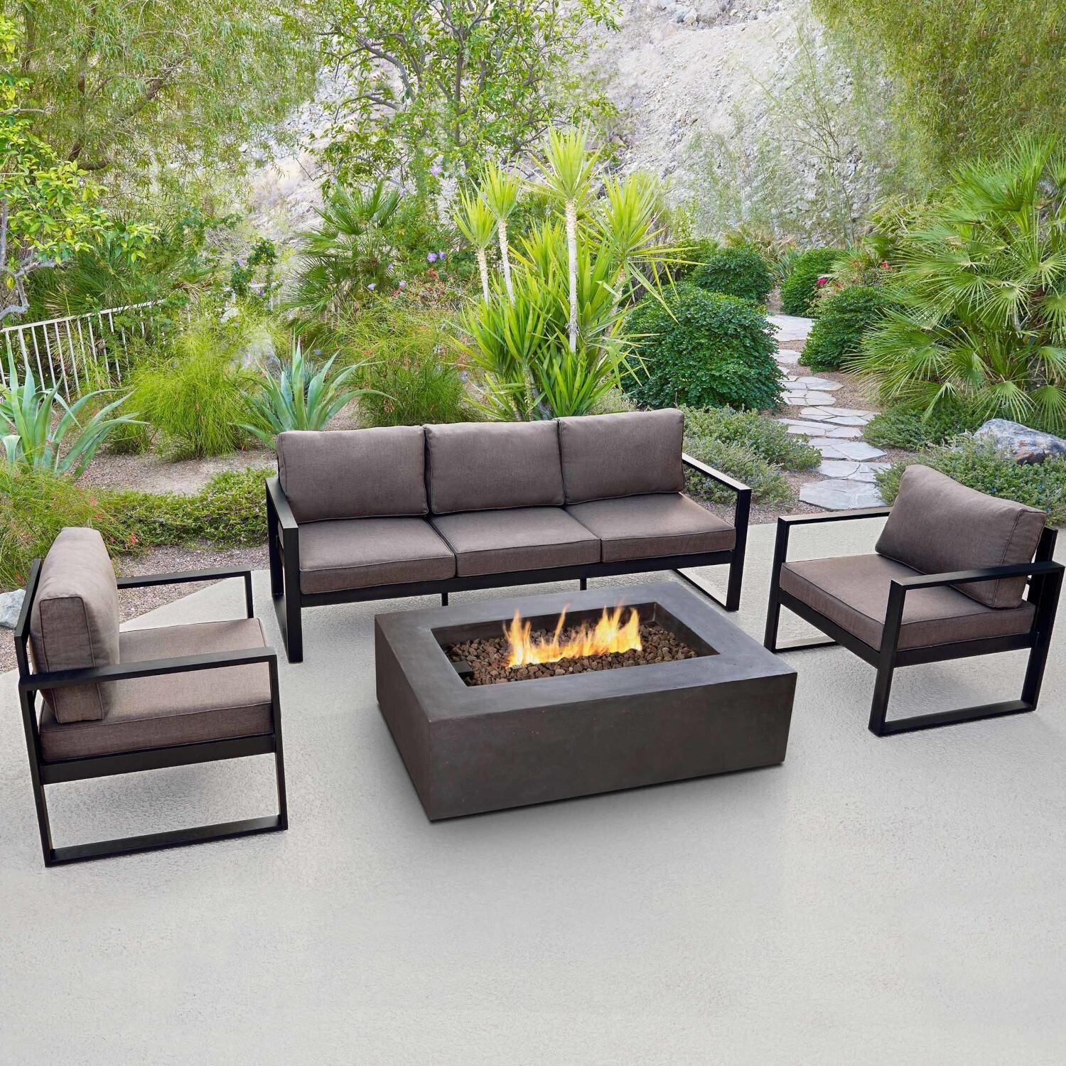 Lakeview Villa Flora Black W/ Brown Cushions Aluminum Sofa thumbnail