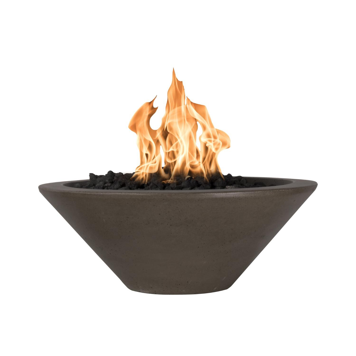 Cazo 24 Inch Round GFRC Natural Gas Fire Pit w/ Glow Plug in Chocolate by The Outdoor Plus