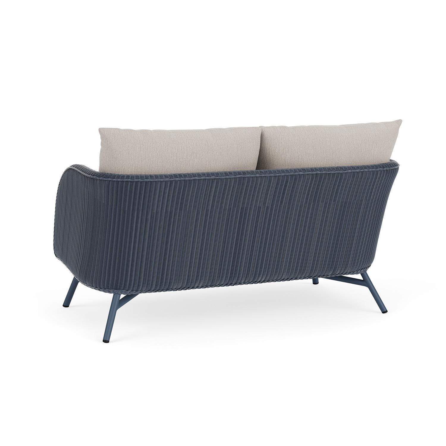 Lloyd Flanders Essence Loveseat W/Tundra Dove Fabric - Denim Blue Finish - Back Left thumbnail