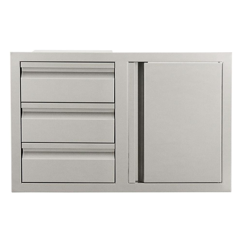 RCS VDC2SCR Valiant Triple Drawers w/ Soft Close Right Hinge Single Door - White Background thumbnail