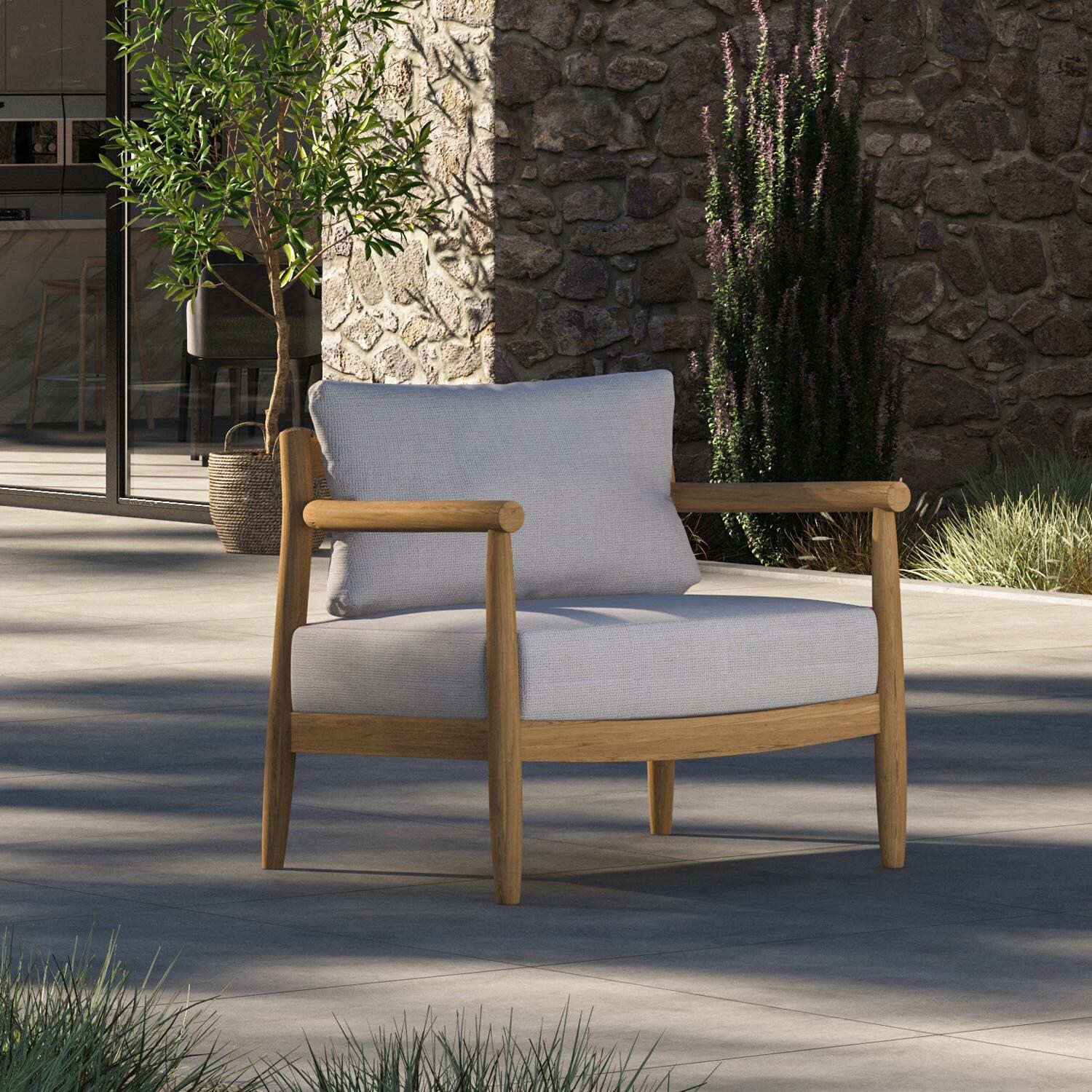 Oxford Garden Lido Teak Club Chair in Natural/Bliss Linen thumbnail