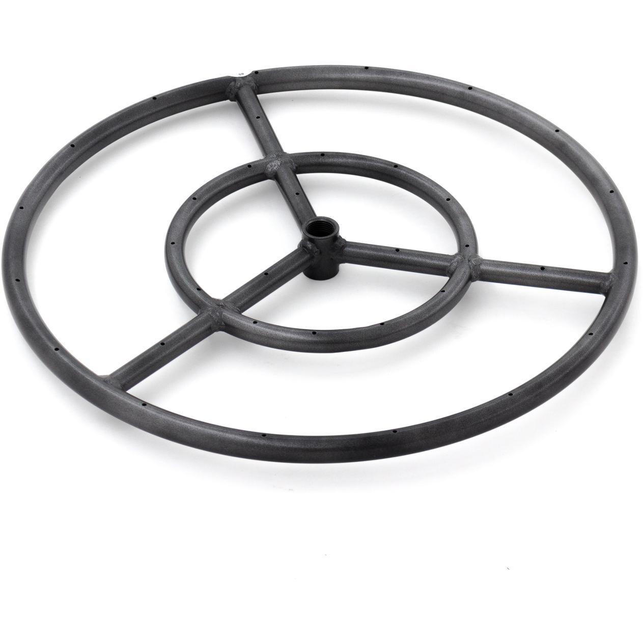 Lakeview Outdoor Designs 18-Inch Three-Spoke Round Natural Gas Double-Ring Burner - Black Steel - DISCONTINUED ITEM