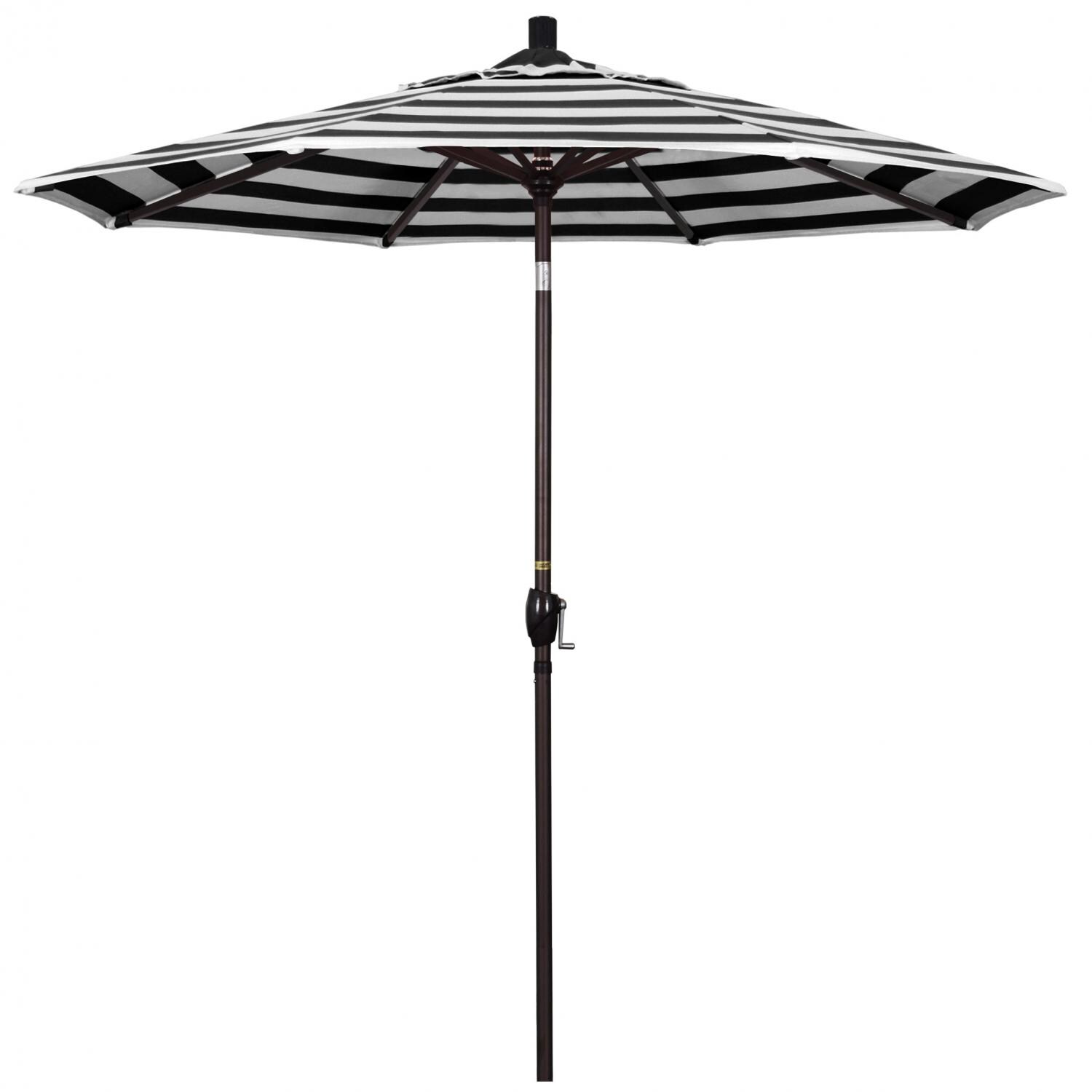 California Umbrella Pacific Trail Series 7.5 Ft Octagonal Aluminum Push Button Tilt Patio Umbrella W/ Crank Lift - Bronze Frame / Sunbrella Cabana Classic Canopy