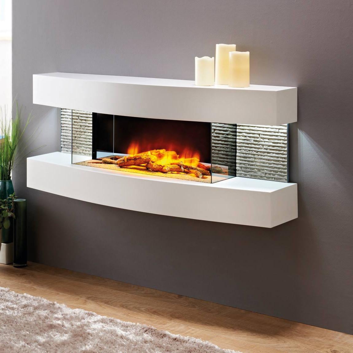 Evolution Fires Miami Curve 48 Inch Wall Mount Electric Fireplace Evolution Fires Miami Curve 48 Inch Wall Mount Electric Fireplace White Fwmcw