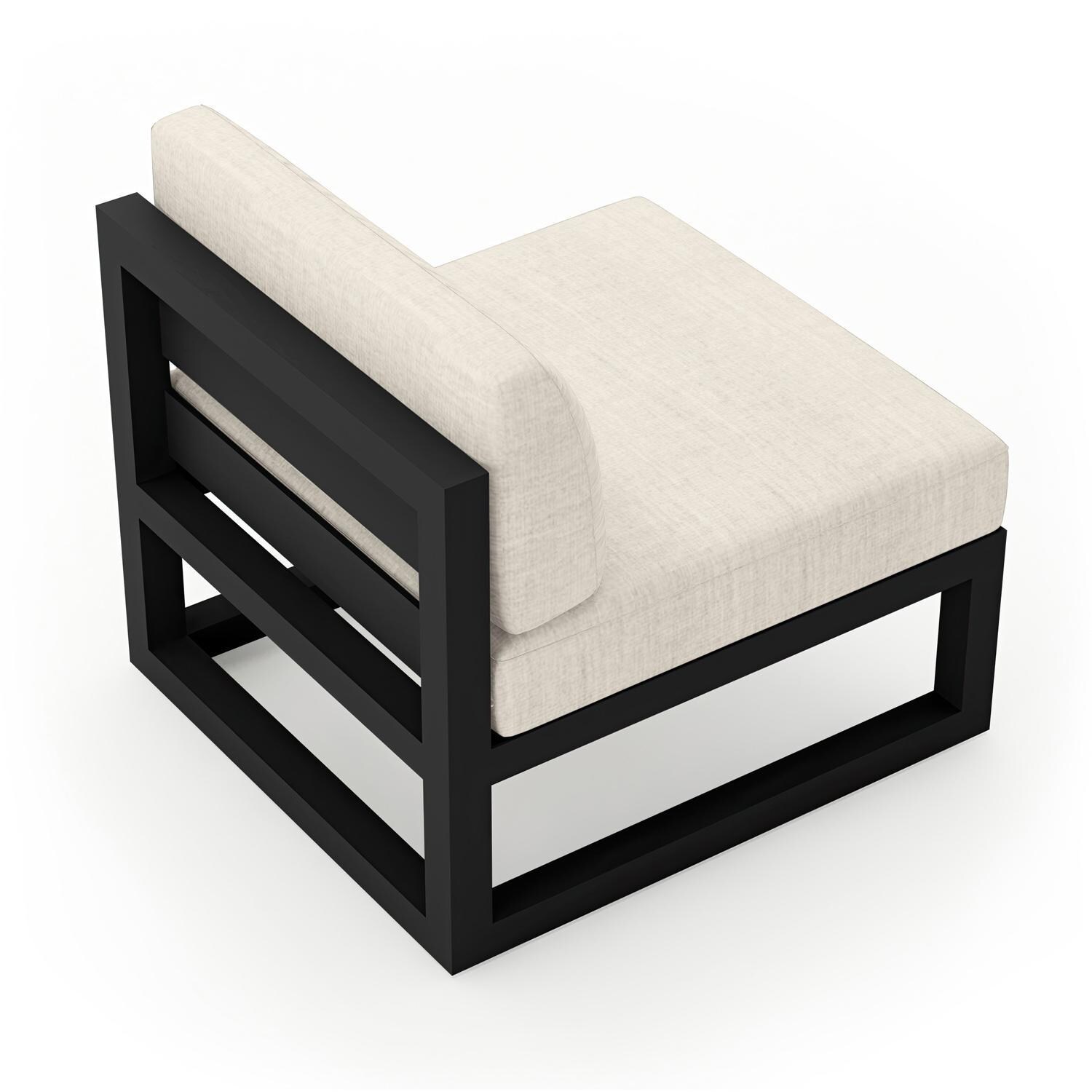 Lakeview  MSTYCV-BK-MS-CS Misty Cove Aluminum Middle Club Chair in Black w/Cast Silver Cushions by Lakeview Outdoor Designs - Angled Back - White Background thumbnail