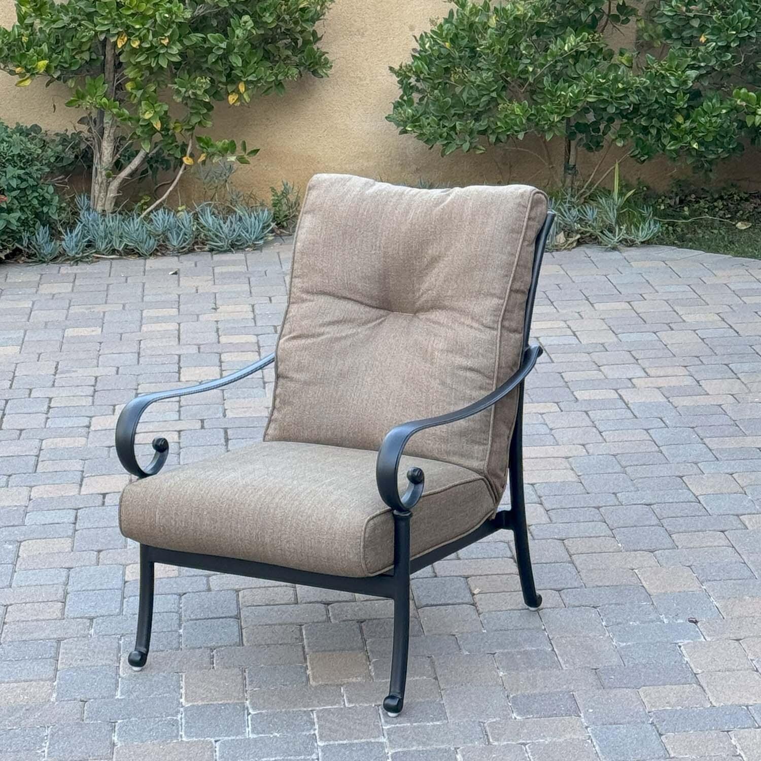 Santa Anita 3 Pc Cast Aluminum Bistro Set w/ Ice Bucket End Table in Antique Bronze/Sesame by Darlee - Chair - Lifestyle thumbnail