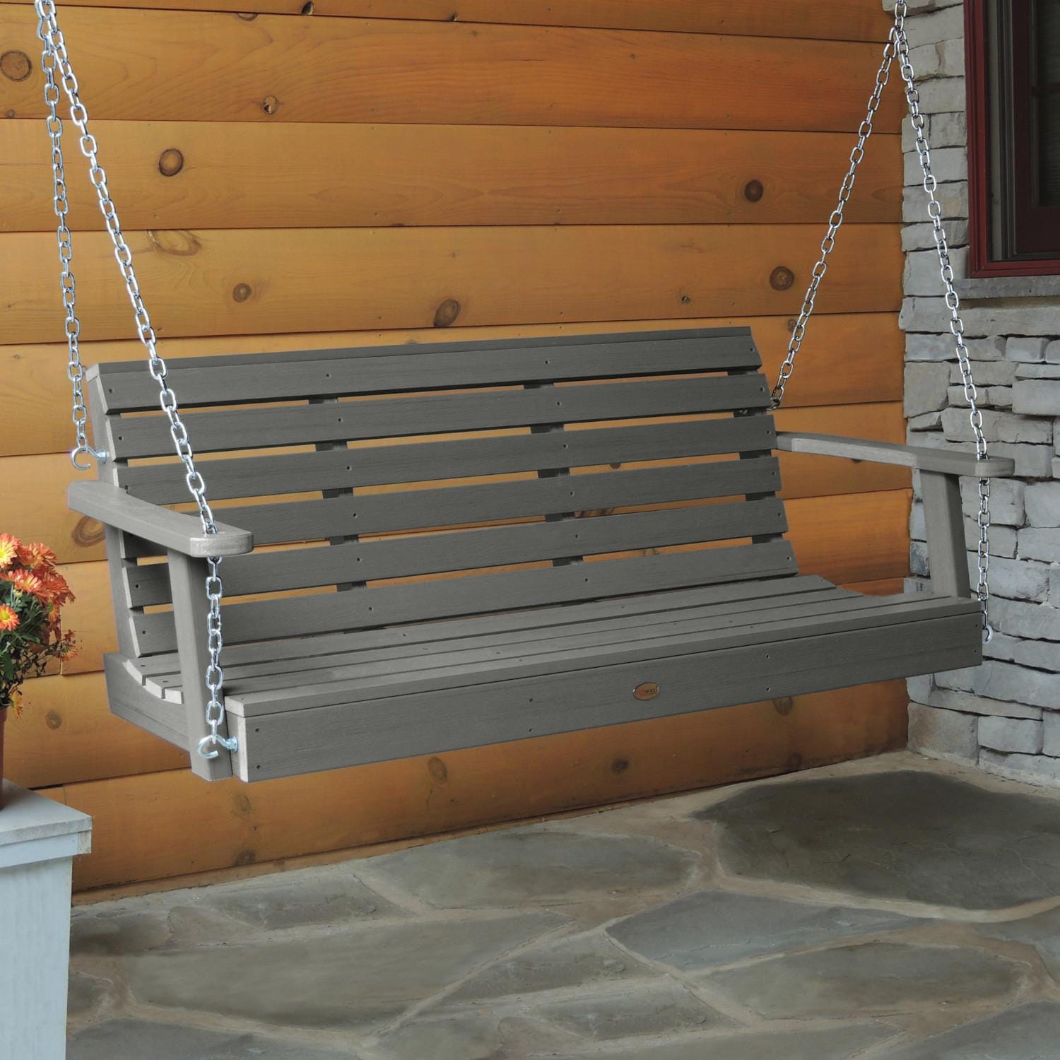 Elm Pointe 5 Ft Recycled Plastic Porch Swing in Coastal Teak by Lakeview Outdoor Designs