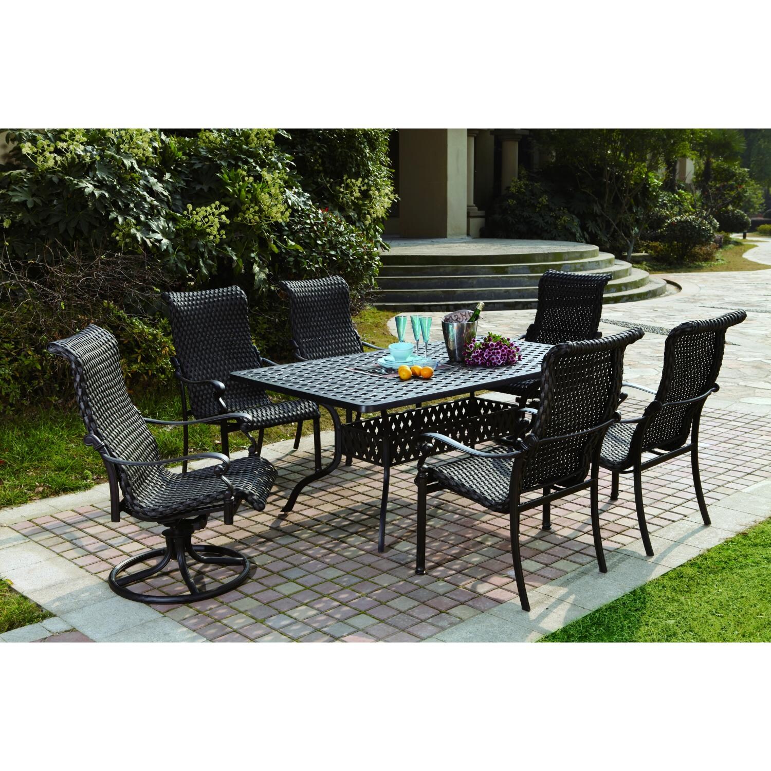 Darlee Victoria 6-Person Resin Wicker Patio Dining Set thumbnail