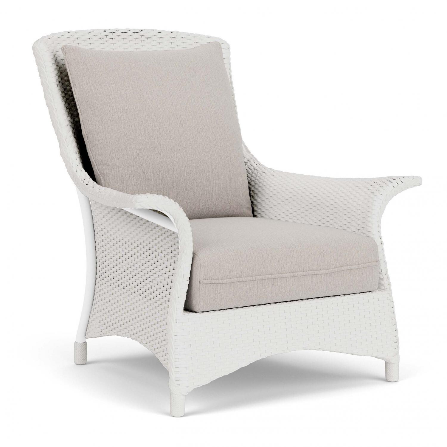 Lloyd Flanders Mandalay Lounge Chair in Matte White Finish with Remy Cloud fabric - Angled thumbnail