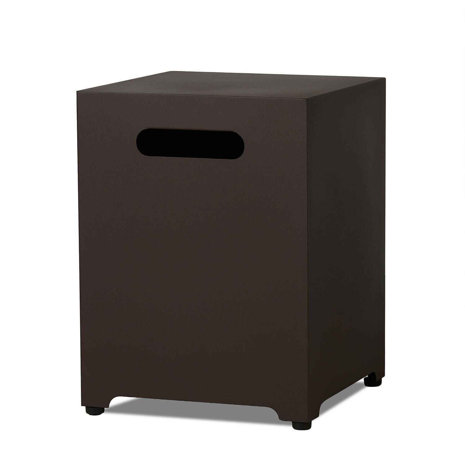 20-in Square Metal Propane Tank Cover in Dark Bronze by Lakeview Outdoor Designs - Handle - White Background thumbnail