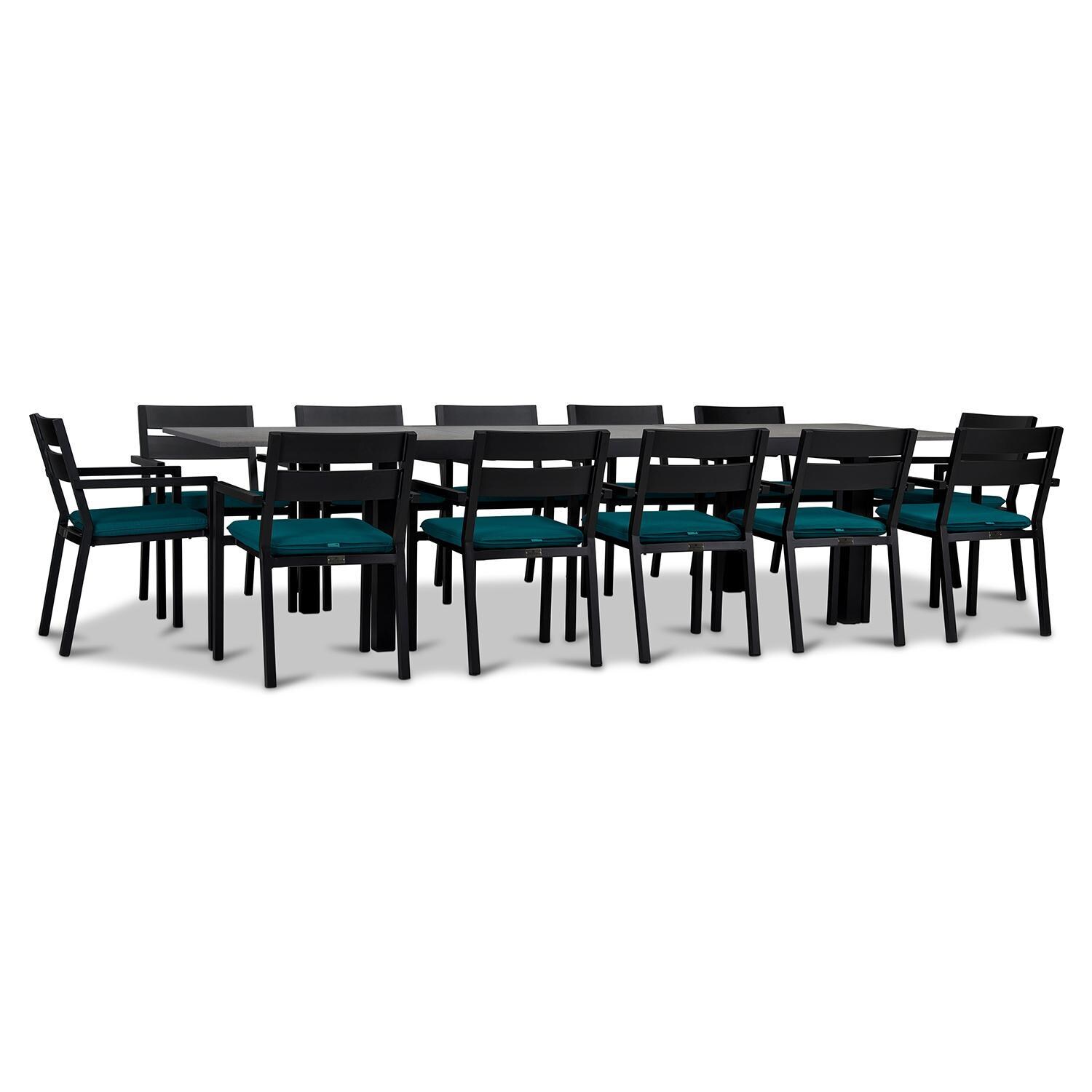 Calm Bay 13 Pc Extendable Dining Set in Black/Spectrum Peacock by Lakeview - White Background 2 thumbnail