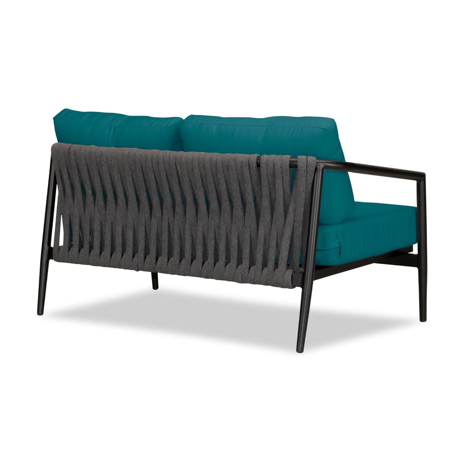Lakeview Midnight Cove 2 Person Aluminum Loveseat in Black/Carbon/Spectrum Peacock - Back Right - White Background thumbnail