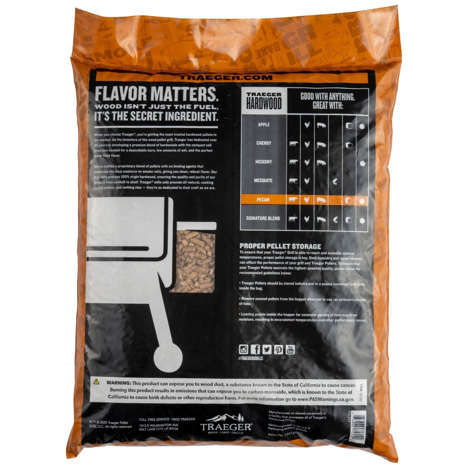 Traeger 20 Lb. Natural Hardwood Pellets - Pecan Back thumbnail
