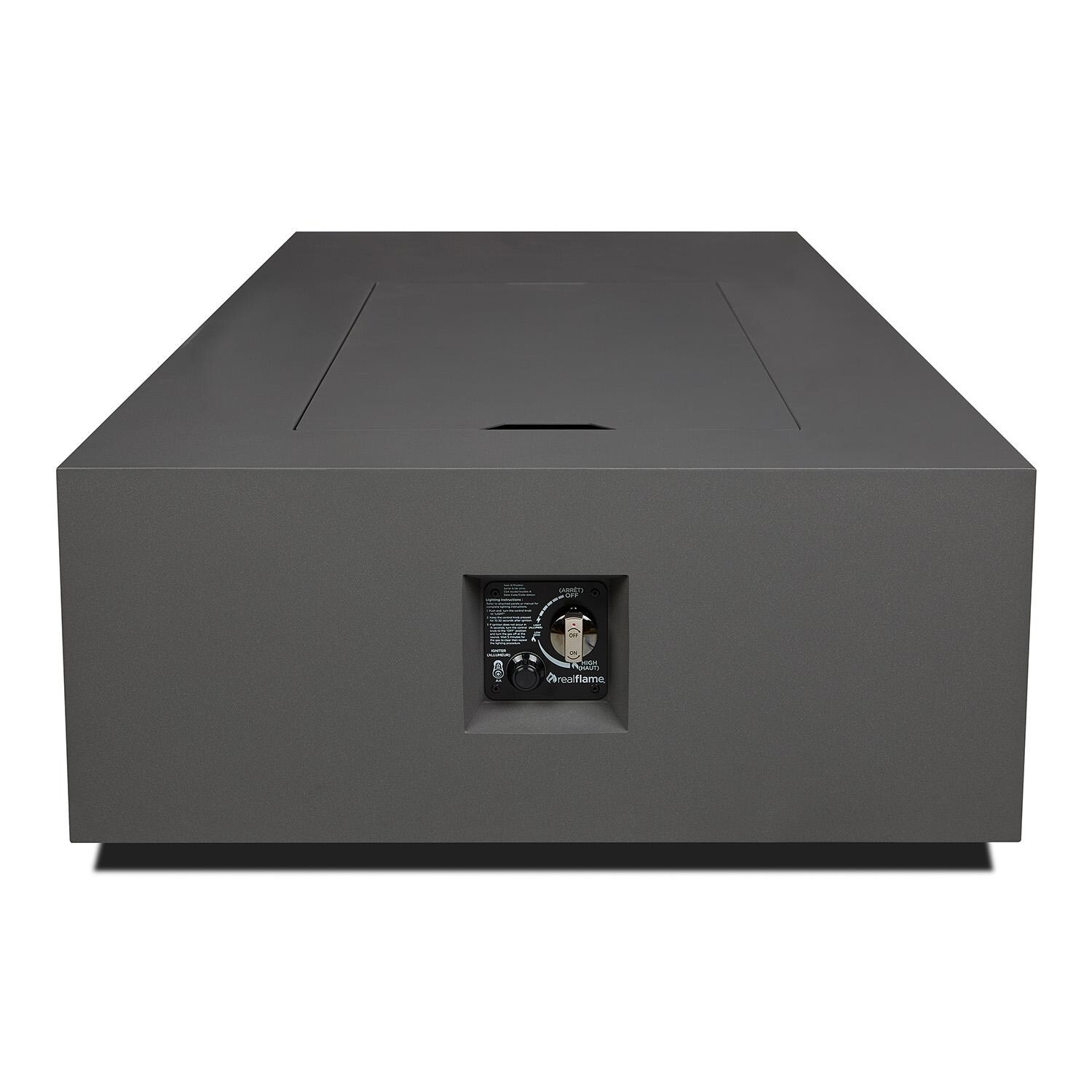 Elysian 75-in Rectangular Steel Propane Fire Pit Table in Weathered Slate by Lakeview - Controls - White Background thumbnail