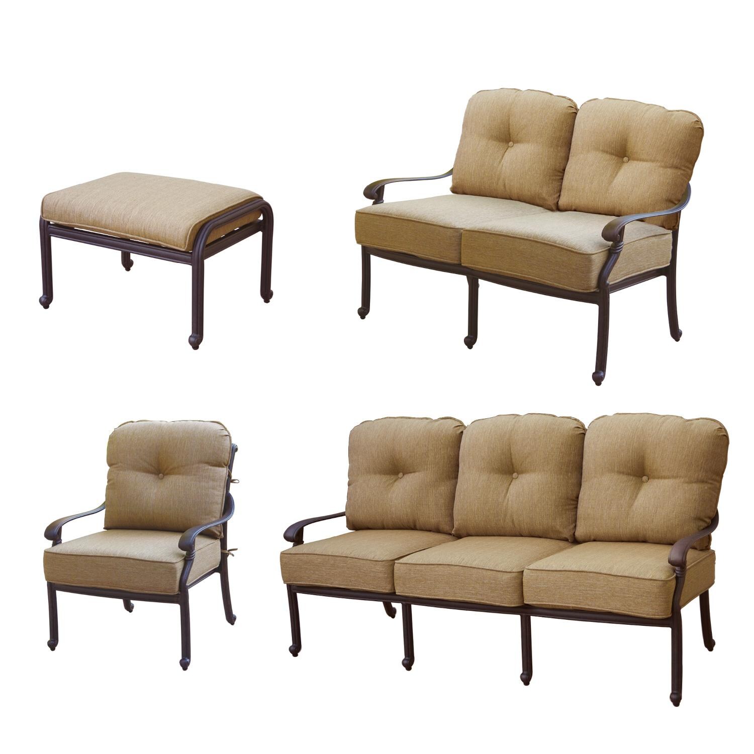 Darlee Santa Monica Replacement Deep Seating Cushion Set - Sesame