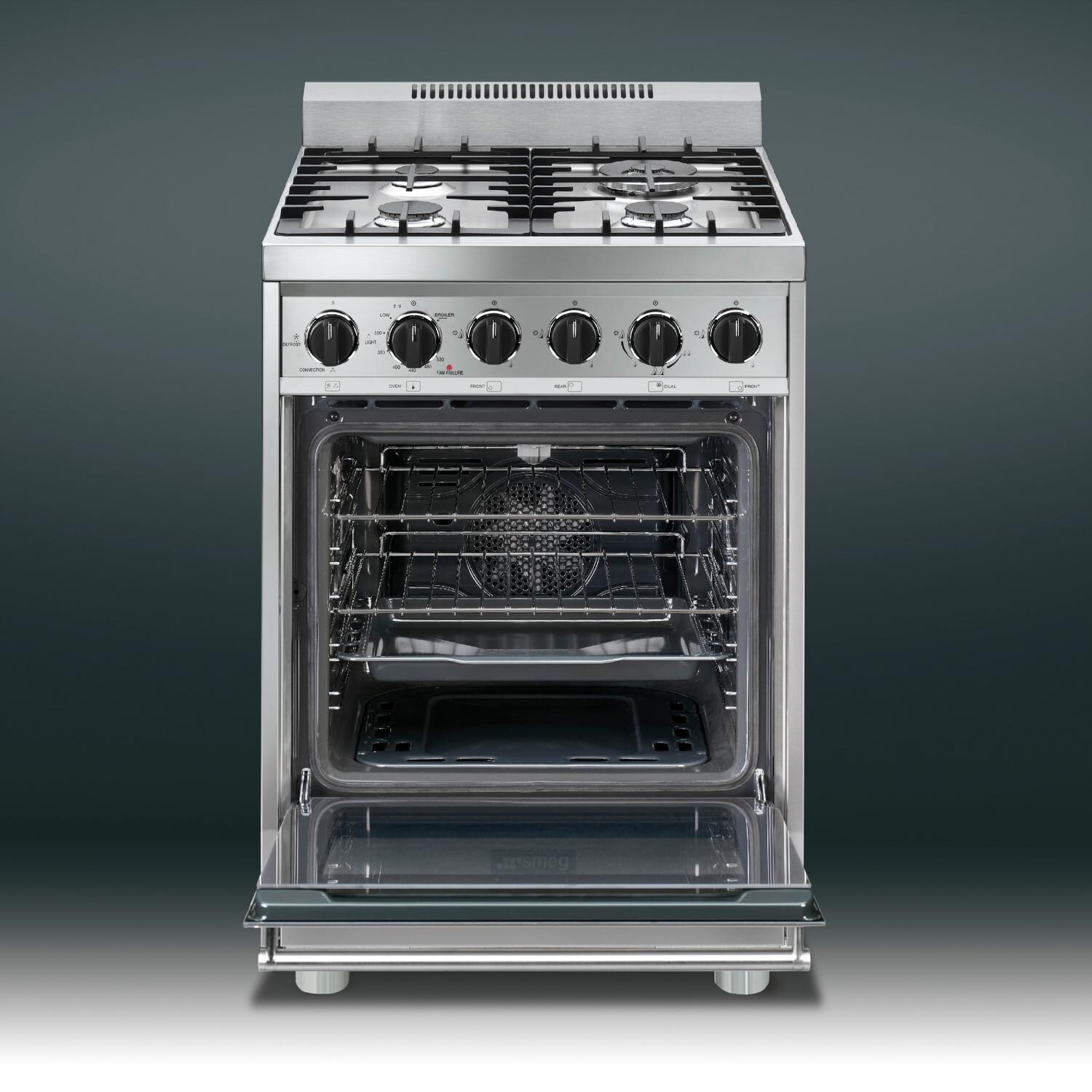 SMEG 24-Inch Stainless Steel 4-Burner Gas Range Interior - C24GGXU thumbnail