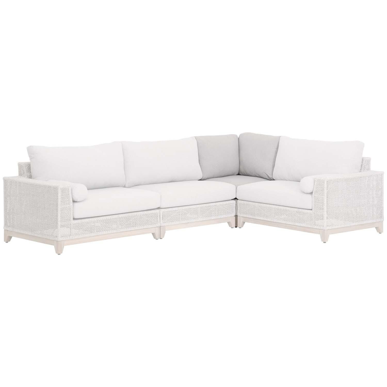 Lakeview Ranch Pointe Woven Rope Corner Modular Sofa in Taupe & White - Highlighted in Sectional View thumbnail