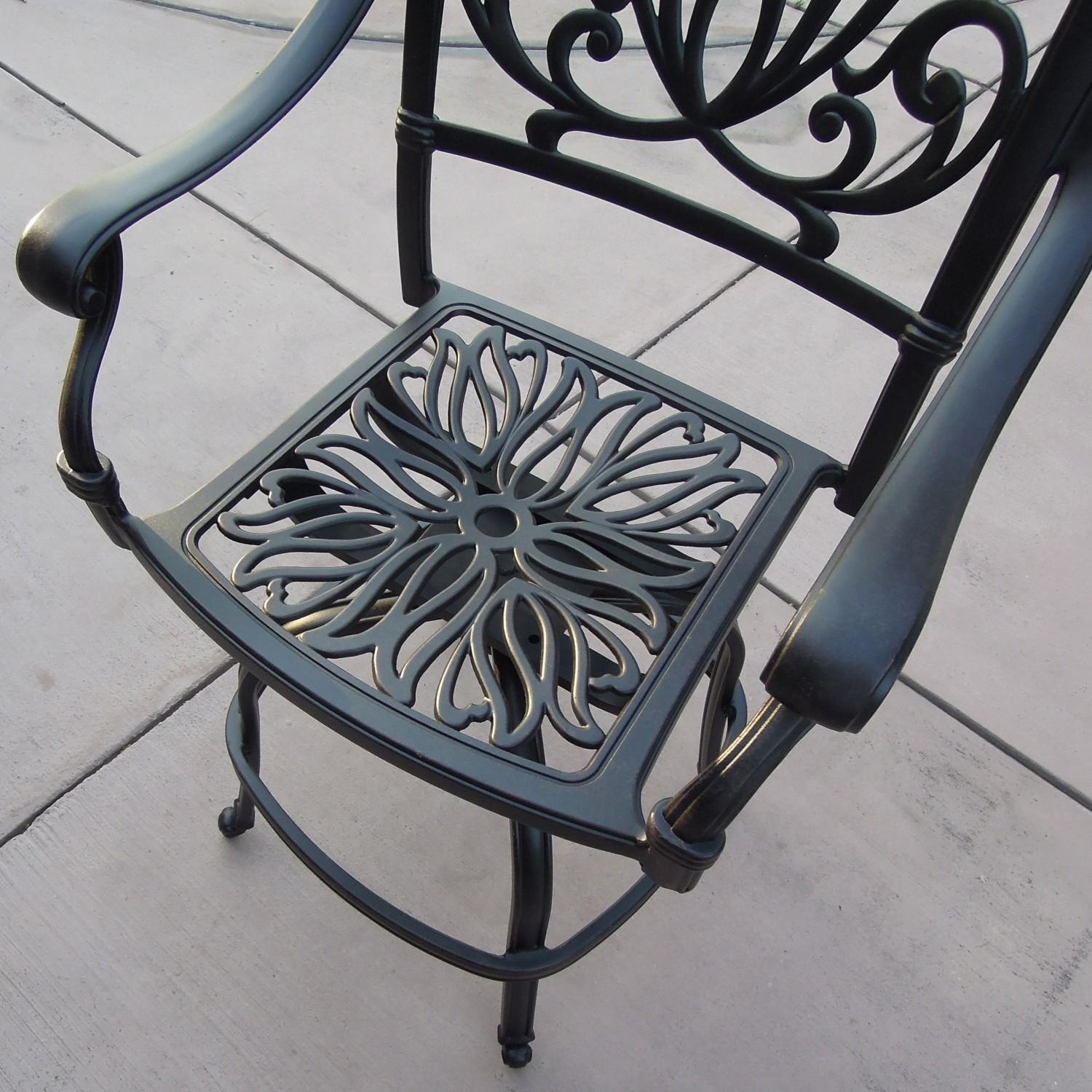 Elisabeth 2 Pc Cast Aluminum Counter Height Bar Stool Set in Sesame/Antique Bronze by Darlee - Chair Seat w/o Cushion - Lifestyle thumbnail