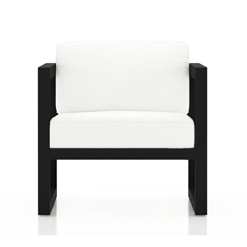 Lakeview Misty Cove 6 Pc Aluminum Sectional Set in Black w/Club Chair & Canvas Natural Cushions by Lakeview Outdoor Designs - Club Chair - White Background thumbnail