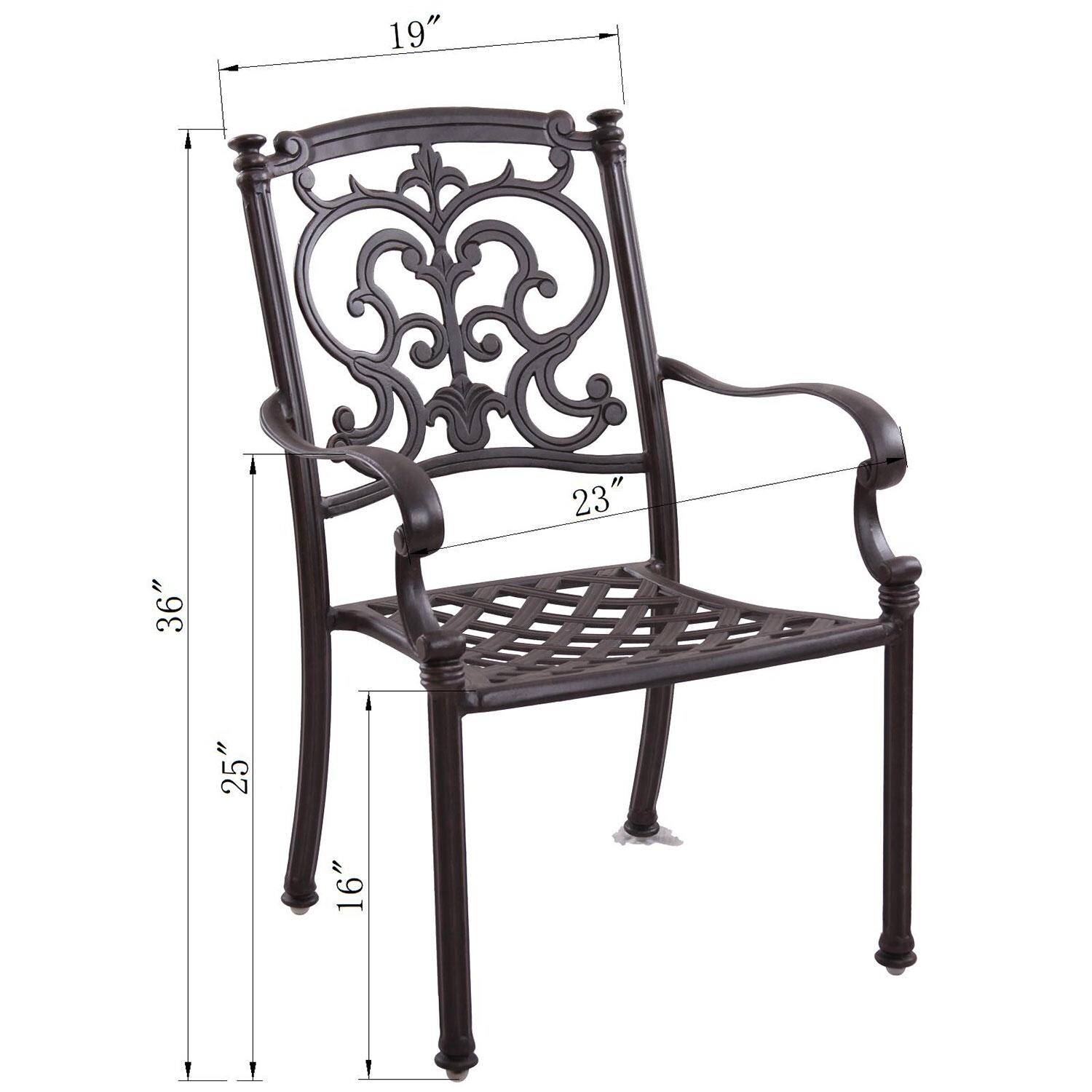 Darlee B/201010-1-4 Santa Barbara 4 Piece Cast Aluminum Patio Dining Arm Chair Set Diagram - Dimensional thumbnail