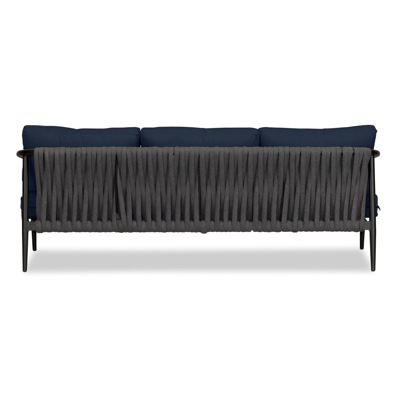 Lakeview Midnight Cove 3 Person Aluminum Sofa in Black/Carbon/Spectrum Indigo - Back - White Background thumbnail