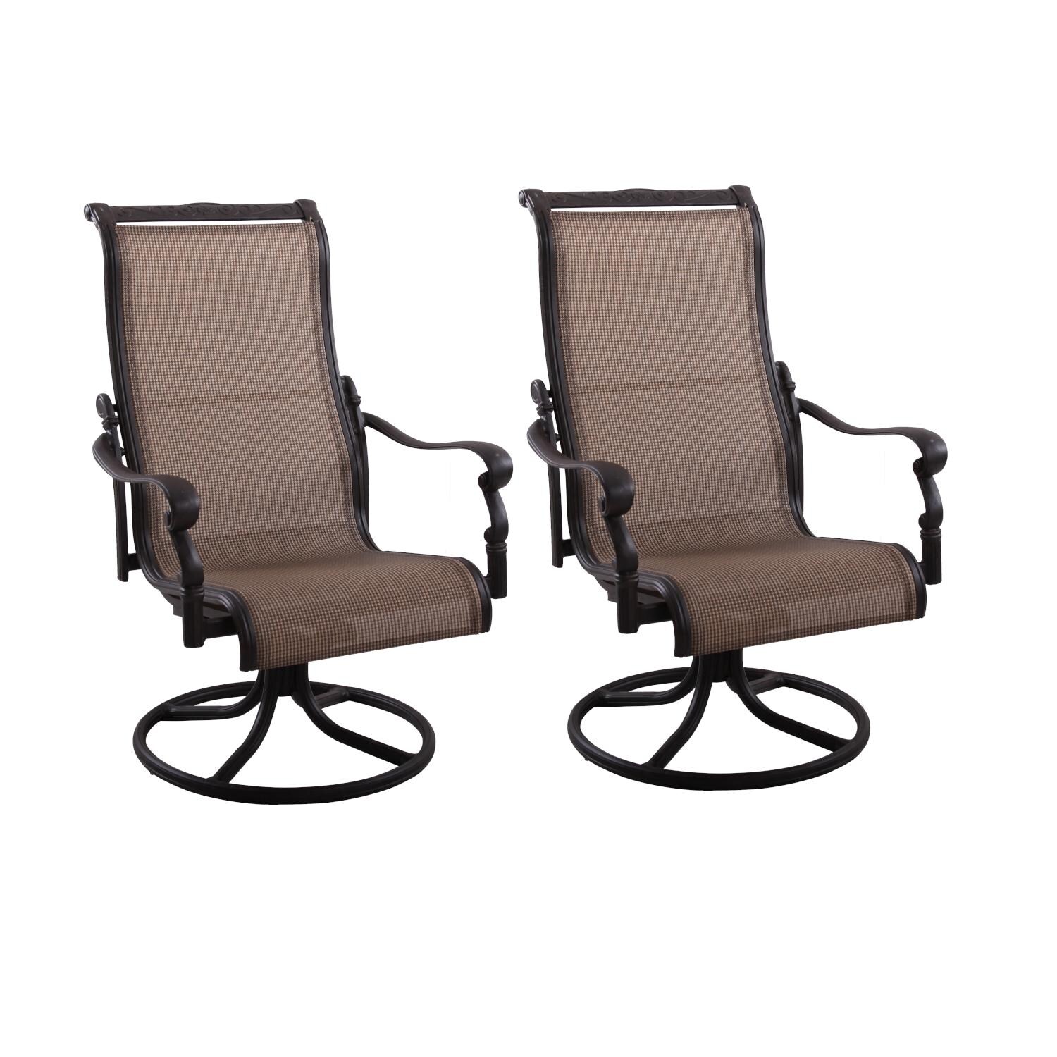 Monterey Cast Aluminum 2 Pc Set Swivel Rocker Dining Chair Set in Antique Bronze/Irish Mix by Darlee