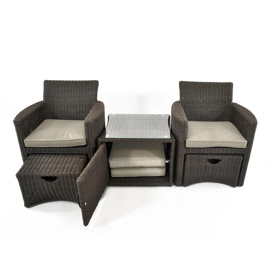 Kettler CUPIDO Wicker 5 Piece Patio Conversation Set With Cast Ash Cushions - White Background thumbnail