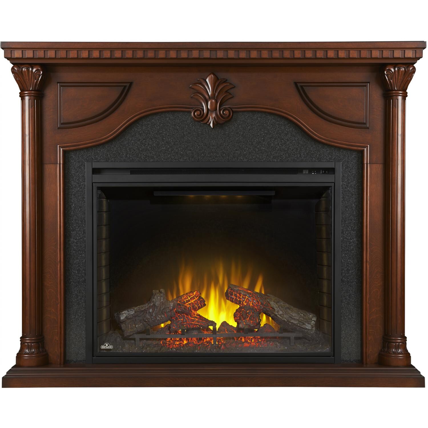 Napoleon Aden 40-Inch Electric Fireplace - Cherry Wood - Main View With White Night Light thumbnail