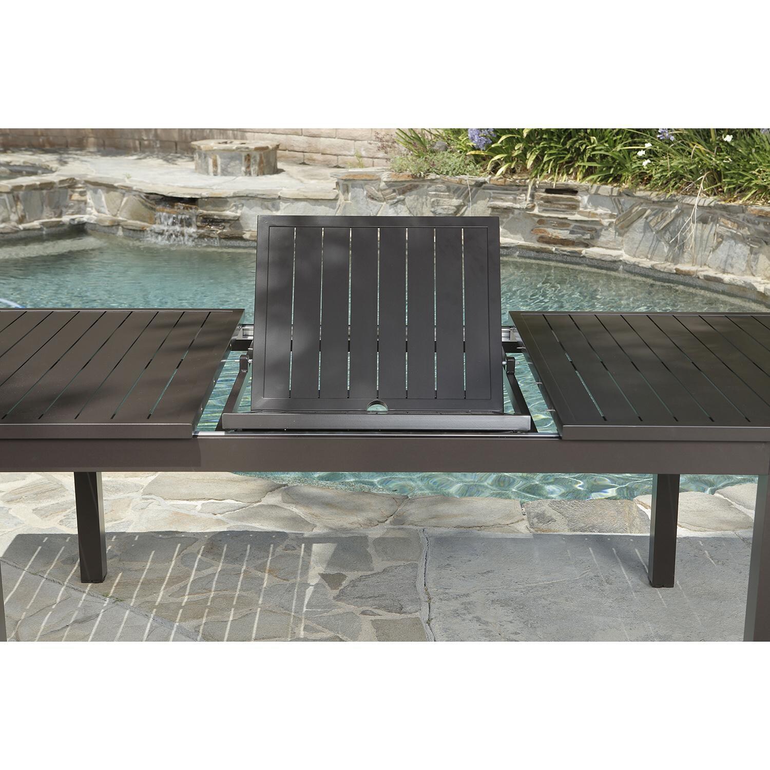 Lakeview Outdoor Designs Brusly 7 Piece Wicker & Aluminum Patio Dining Set - Patio Dining Table - Setting Up the Extension Leaf thumbnail