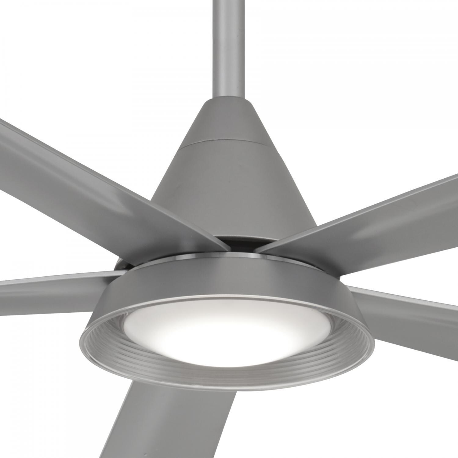 Minka-Aire F541L-SL Cone 54-Inch Convertible Blade LED Ceiling Fan in - Silver Finish w/ - Silver Blades - & Etched Lens - Light thumbnail