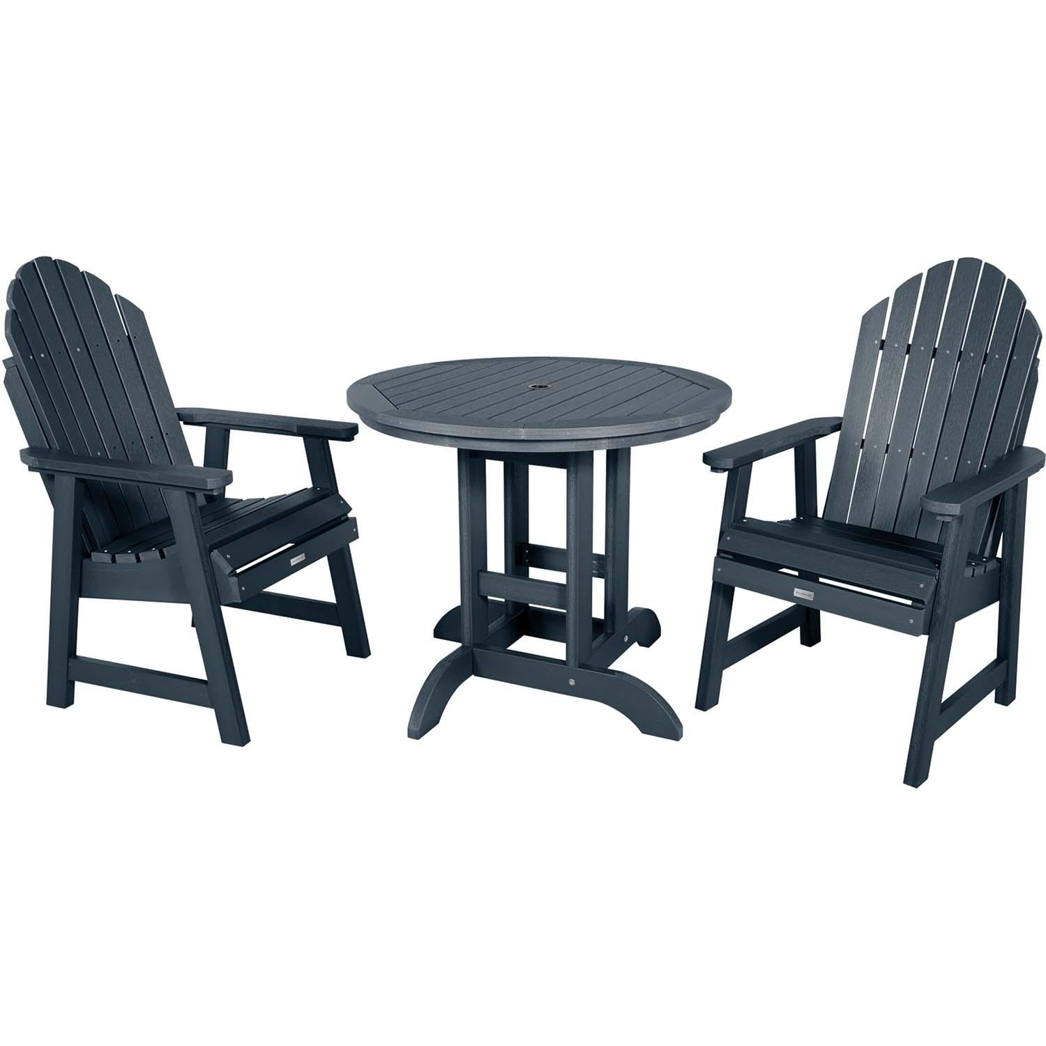 Dream Bay 3 Pc Recycled Plastic Round Dining Set in Federal Blue By Lakeview Outdoor Designs - White Background thumbnail