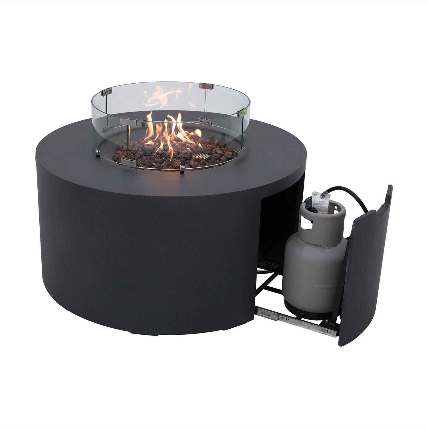 Elementi OFG311DG-LP Pacaya 43-in Liquid Propane Concrete Fire Table with Hidden Tank in Dark Grey - Hidden Tank - White Background thumbnail