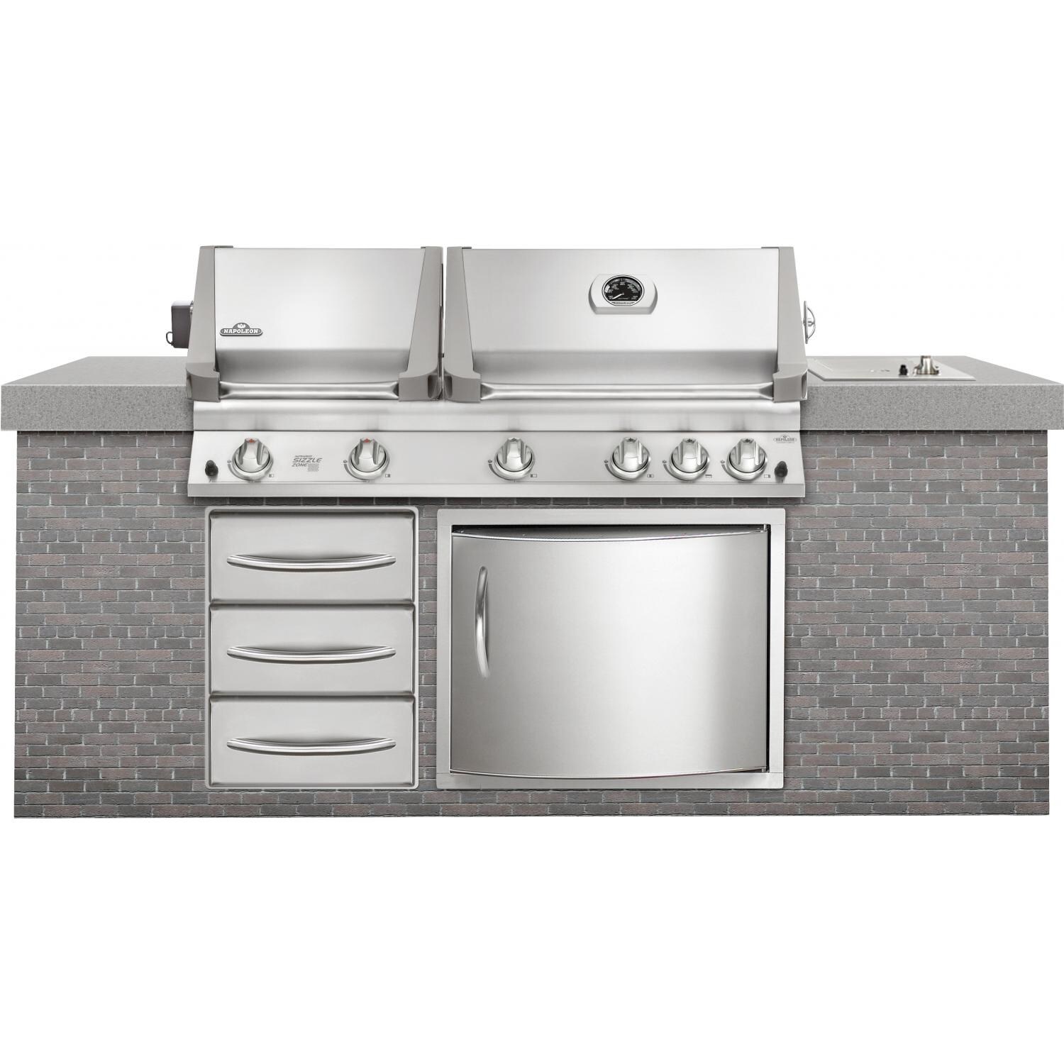 Napoleon Prestige II Gemini 750 Propane Gas Built-In Grill With Rear Infrared Burner And Double Sear Burner Lifestyle View thumbnail