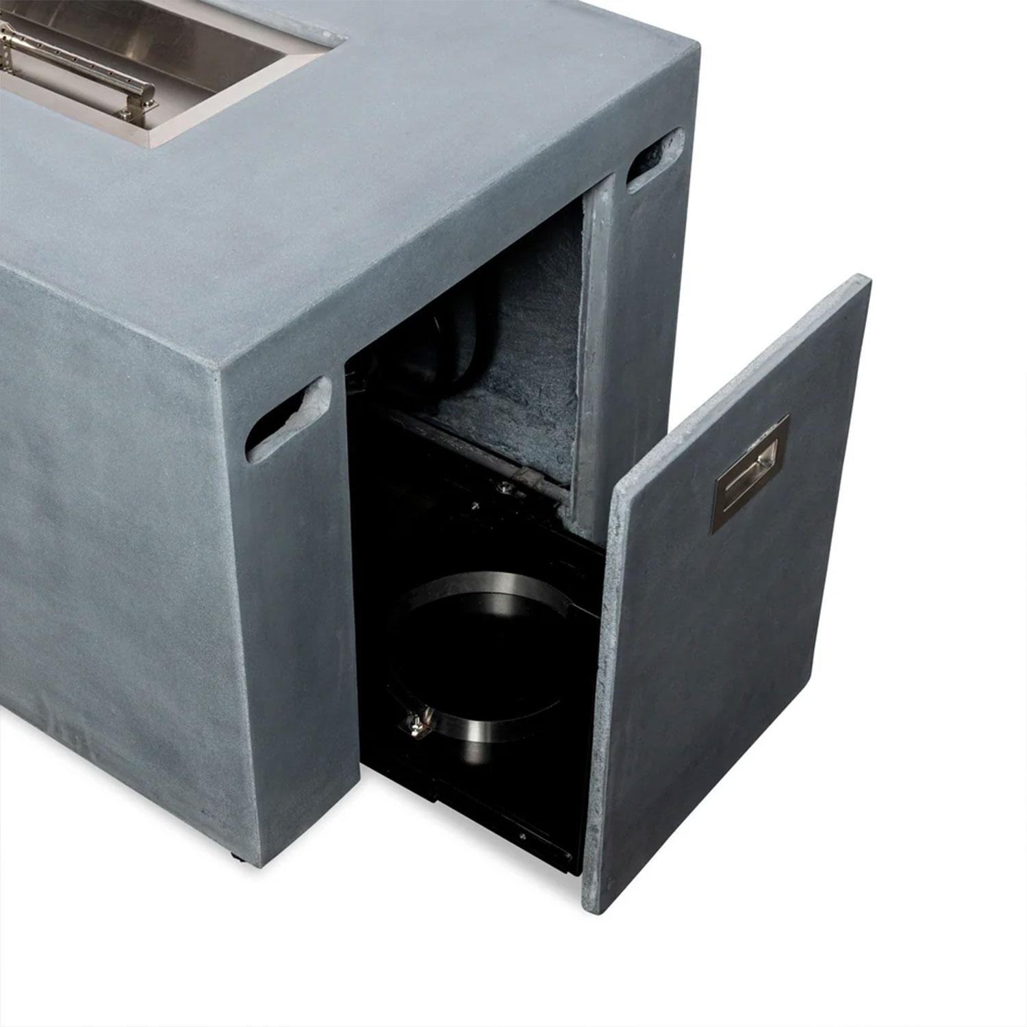 Glenwood 55-in Rectangular Concrete Propane Fire Pit in Natural Gray by Lakeview Outdoor Designs - Hidden Propane Tank - Detail thumbnail