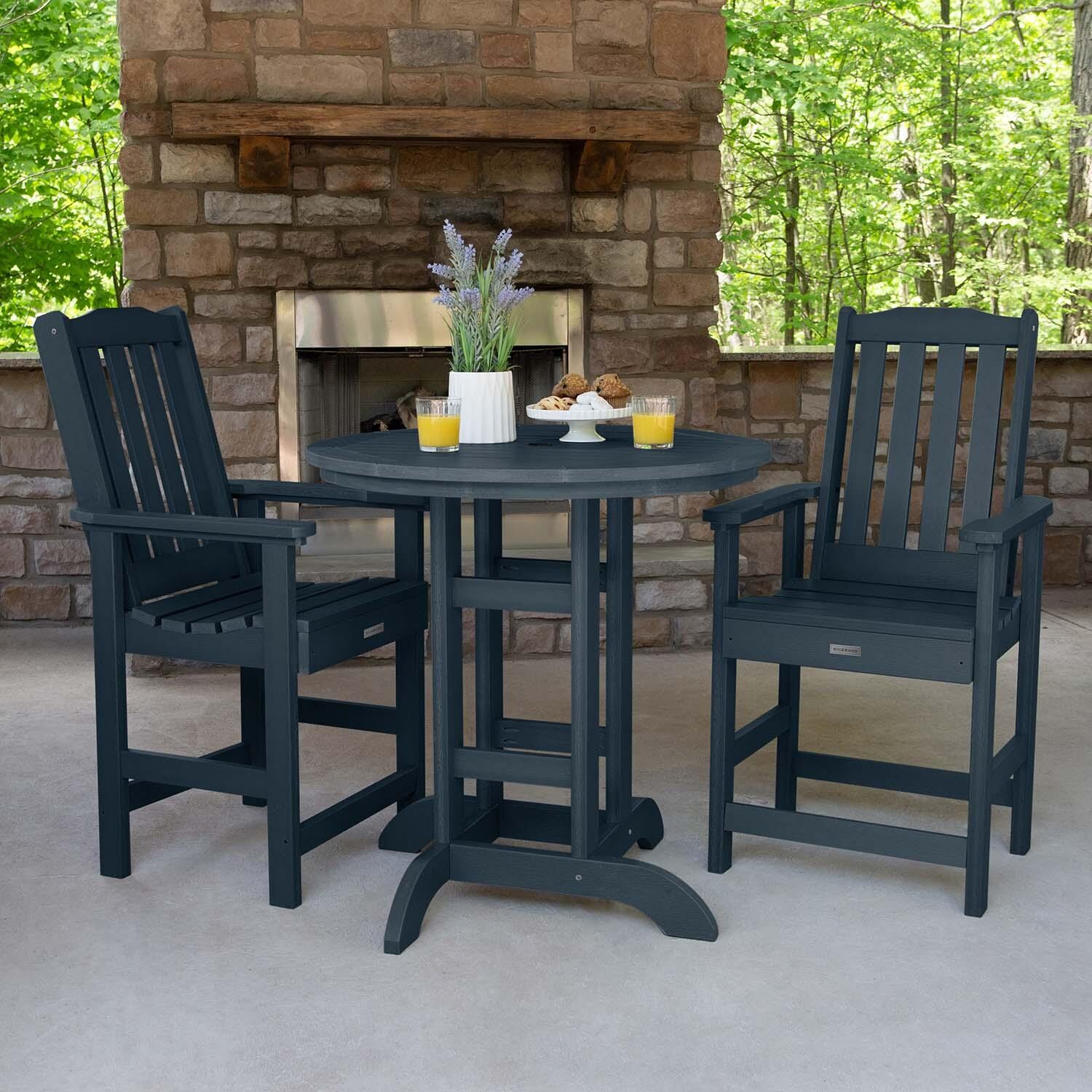 Hart Lane 3 Pc Recycled Plastic Round Counter Dining Set in Federal Blue By Lakeview Outdoor Designs - Lifestyle thumbnail
