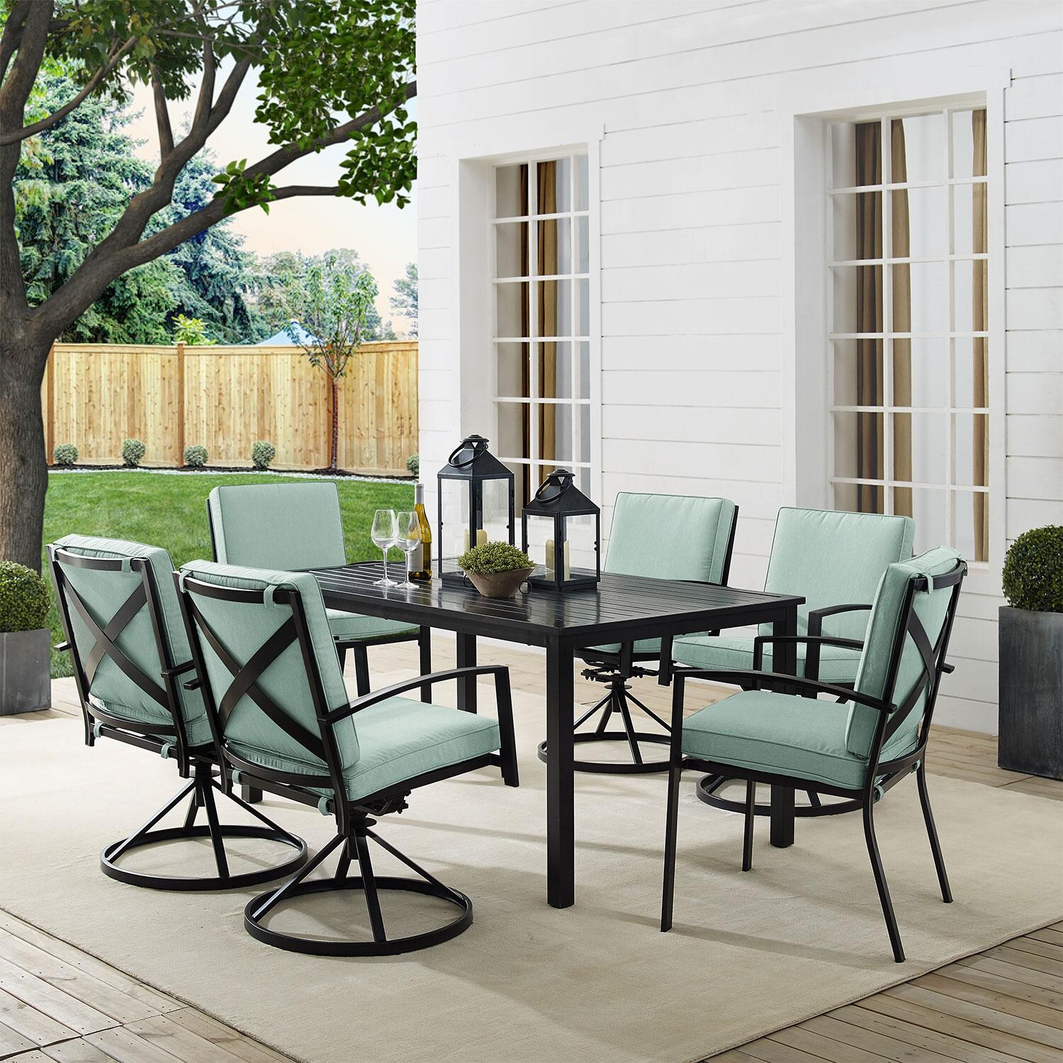 Ultimate Patio UP-82257BZ-MI 7Pc Outdoor Dining Set in Mist - On Patio - Lifestyle thumbnail