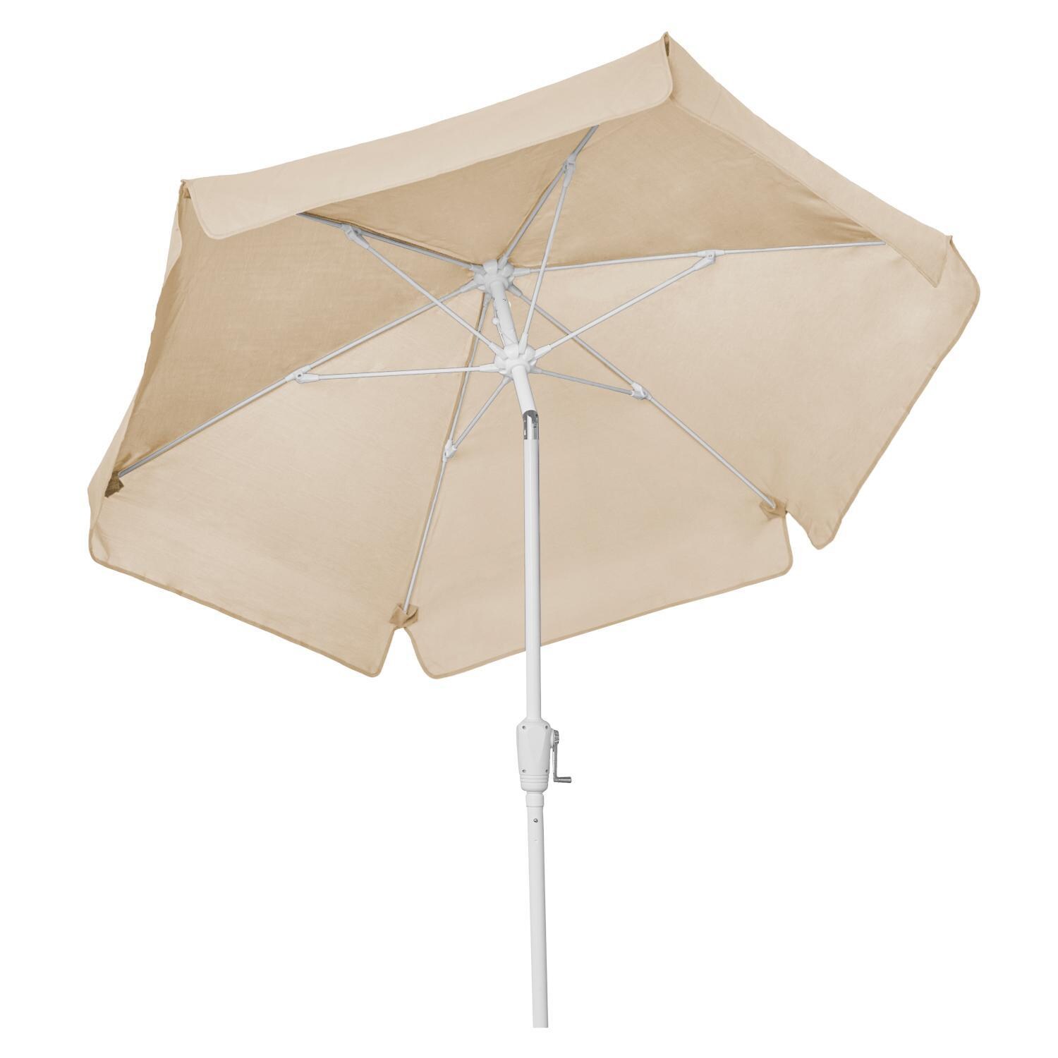 FiberBuilt 7.5 Ft Aluminum Market Patio Umbrella W/ Crank Lift & Tilt - Beige thumbnail