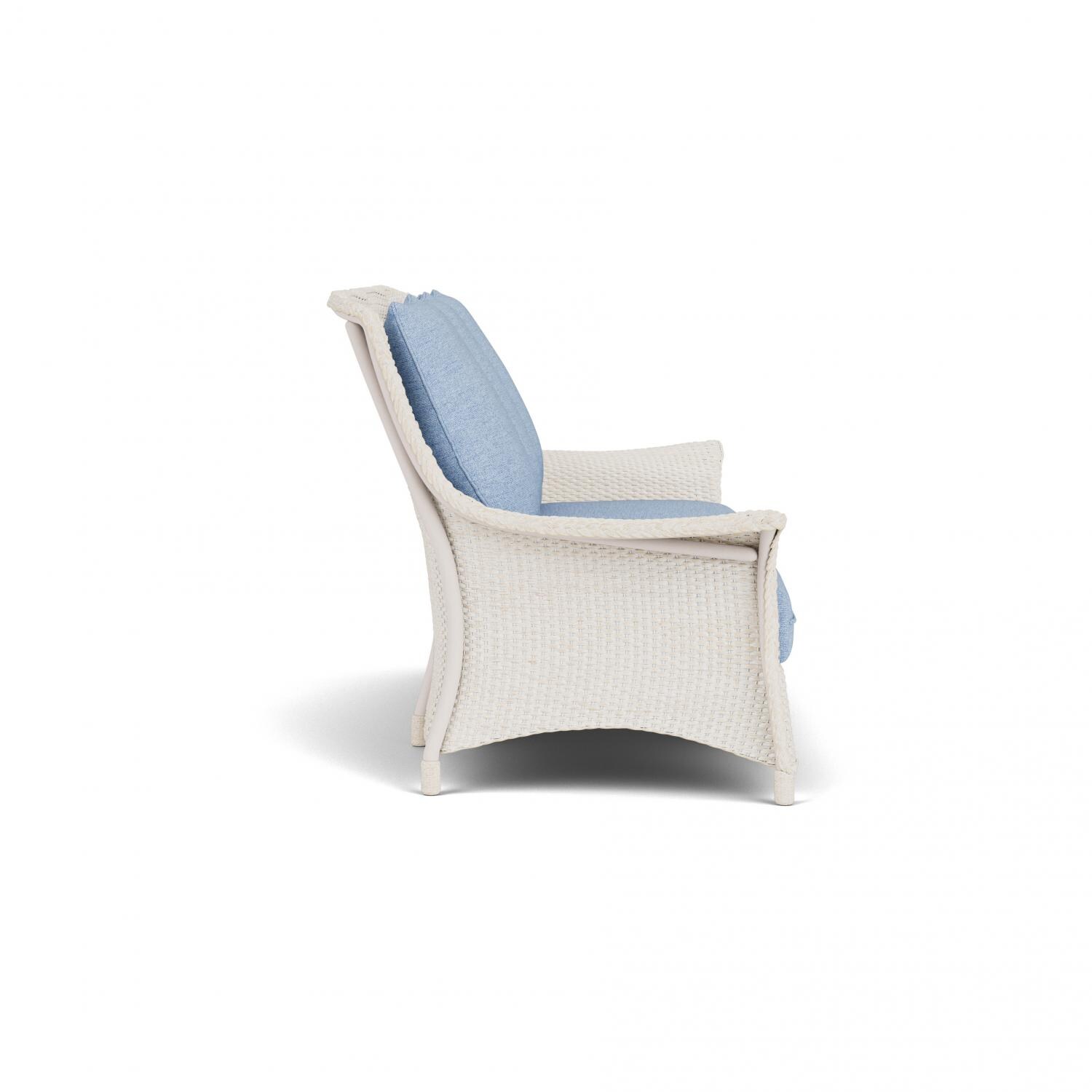 Lloyd Flanders Mandalay Sofa In Antique White Finish With Demo Skyway Fabric - Side thumbnail