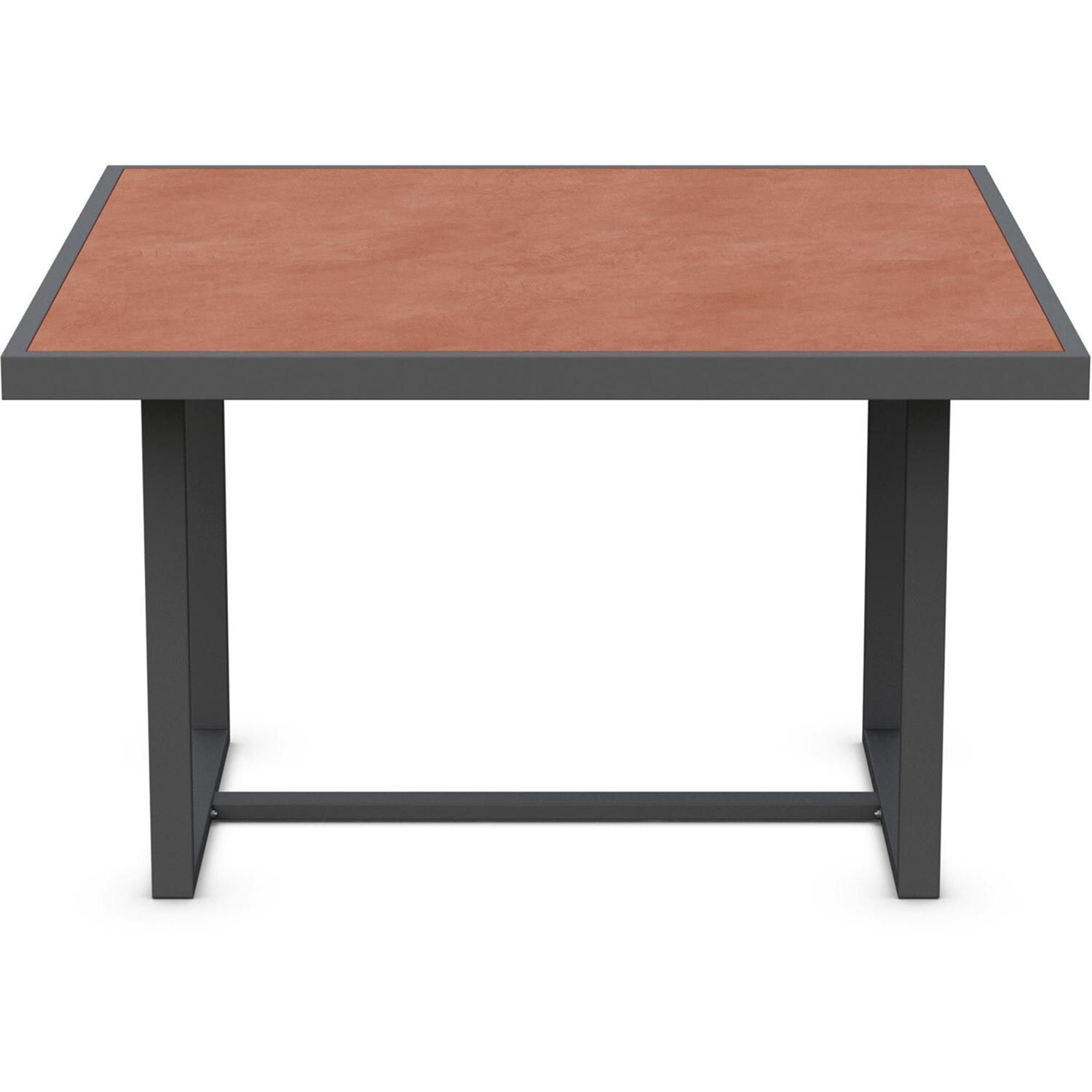 Azzurro Living Pavia 48 Inch Charcoal Aluminum Dining Table W/ Umber Dekton Top - Front - White Background thumbnail