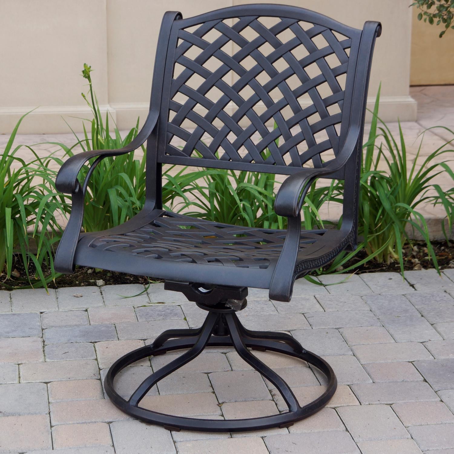 Nassau Cast Aluminum Patio Swivel Rocker Dining Chair W/ Sesame Cushion By Darlee - Frame thumbnail