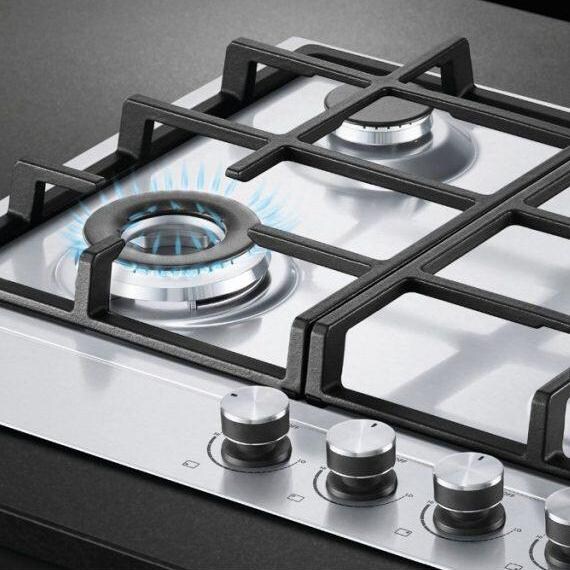 Fisher Paykel 24-Inch 4-Burner Natural Gas Cooktop - Stainless Steel - CG244DNGX1 - Close Up thumbnail