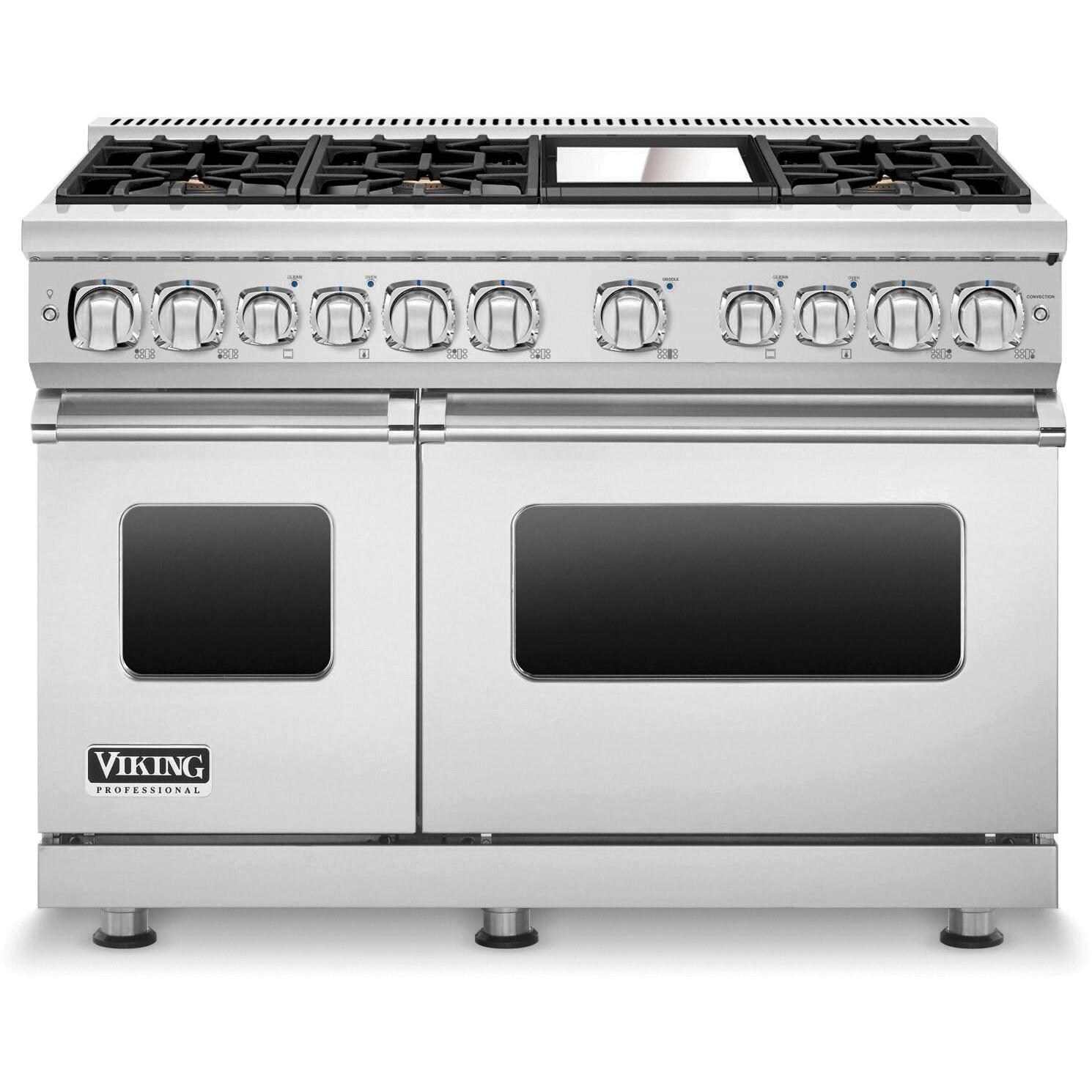 Viking Professional 7 Series 48-Inch 6 Burner Propane Gas Dual Fuel Range With Griddle - Stainless Steel - VDR7486GSSLP