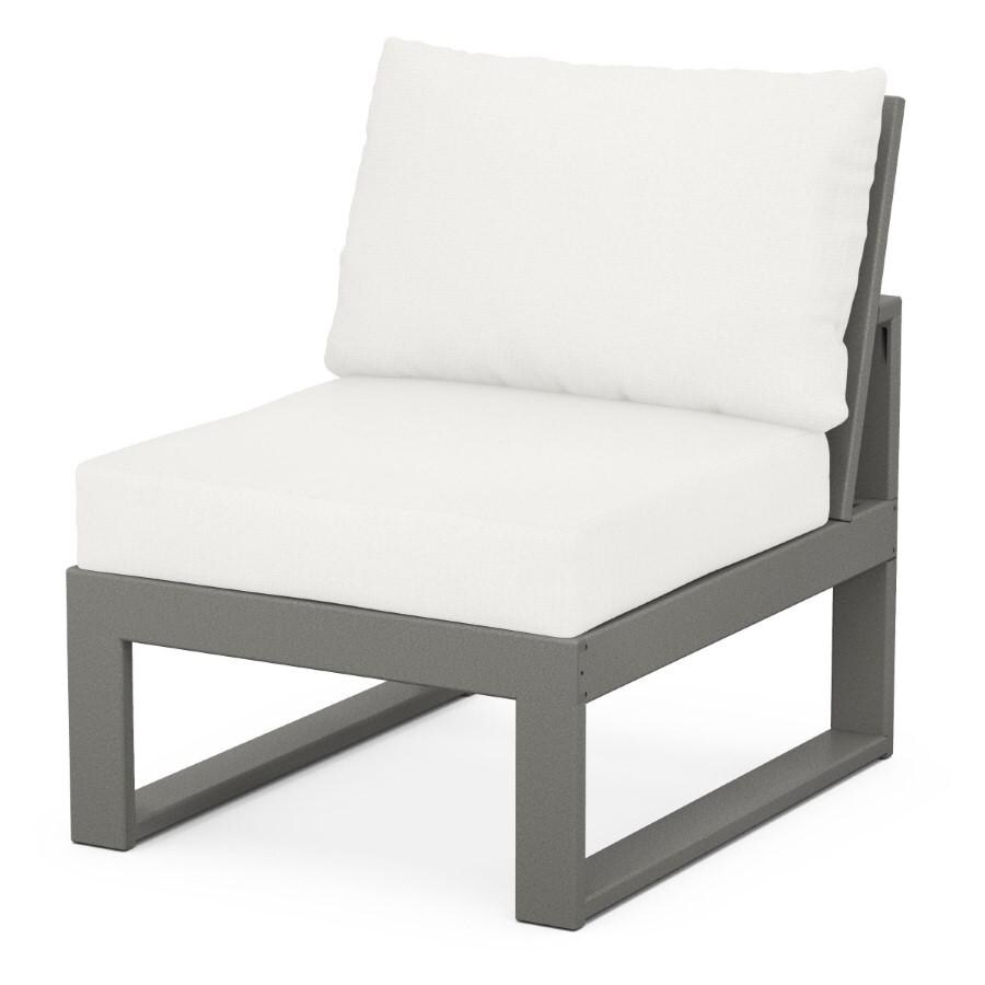 POLYWOOD Modular Armless Chair in Slate Grey / Natural Linen thumbnail