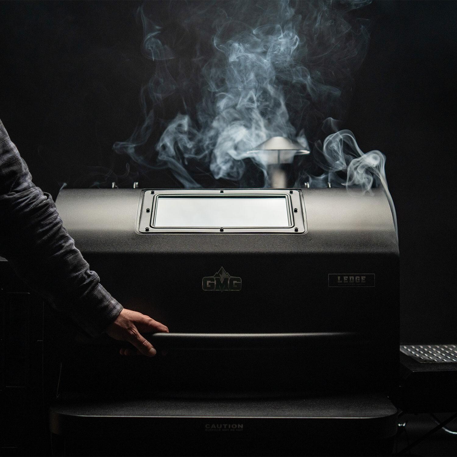 Green Mountain Grills Ledge Prime 2.0 WiFi Pellet Grill Bundle w/ SideBurn & Cover - Smoking Ledge Grill - Lifestyle thumbnail