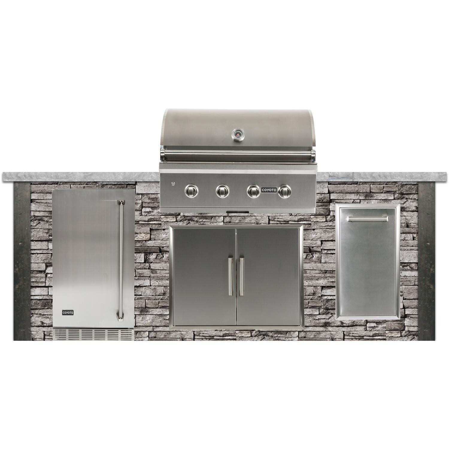 Coyote RTAC-G8-SG-C2C36NG Ready-To-Assemble 8 Ft Outdoor Kitchen Island With 36-Inch C-Series Natural Gas Grill - Gray Stone thumbnail