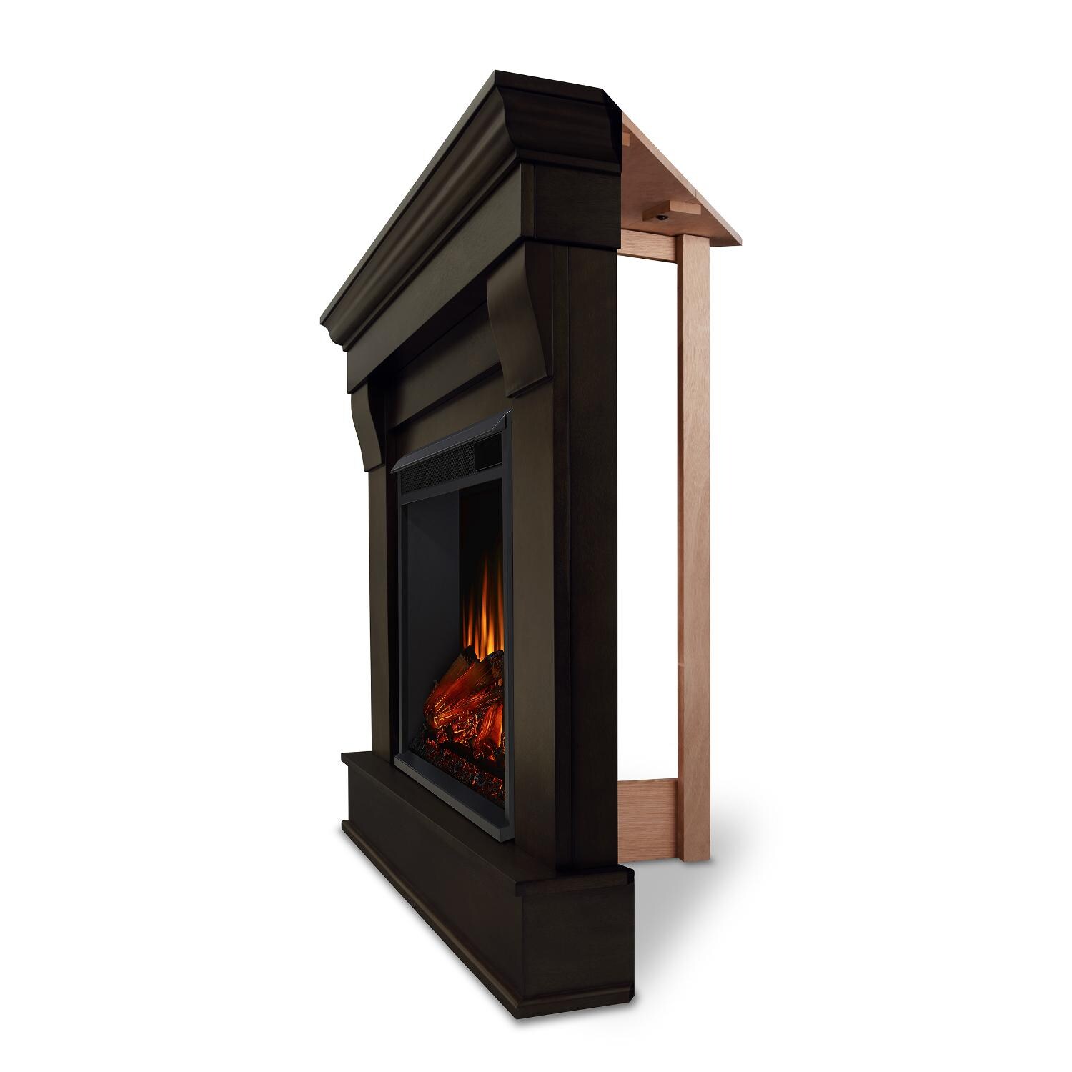 Real Flame - 5950E-DW - Chateau 40-Inch Corner Electric Fireplace With Mantel - Dark Walnut - Side View thumbnail