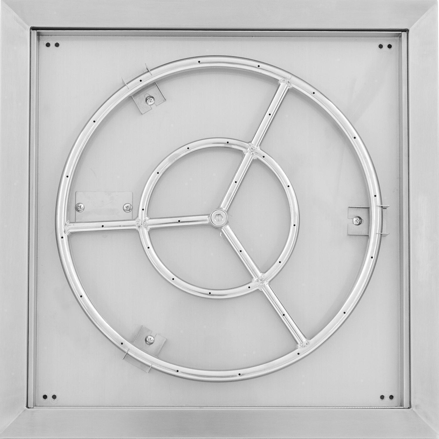 BBQGuys Signature Series Lavelle 24-Inch Square High-Rise Natural Gas Fire Bowl - Stainless Steel - Top View thumbnail