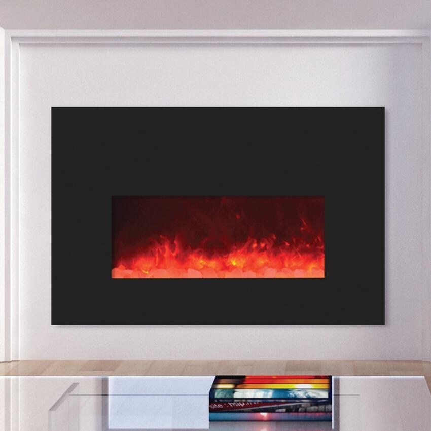 Amantii 26-inch Electric Fireplace Insert with Black Glass Surround - Orange - Close Up thumbnail