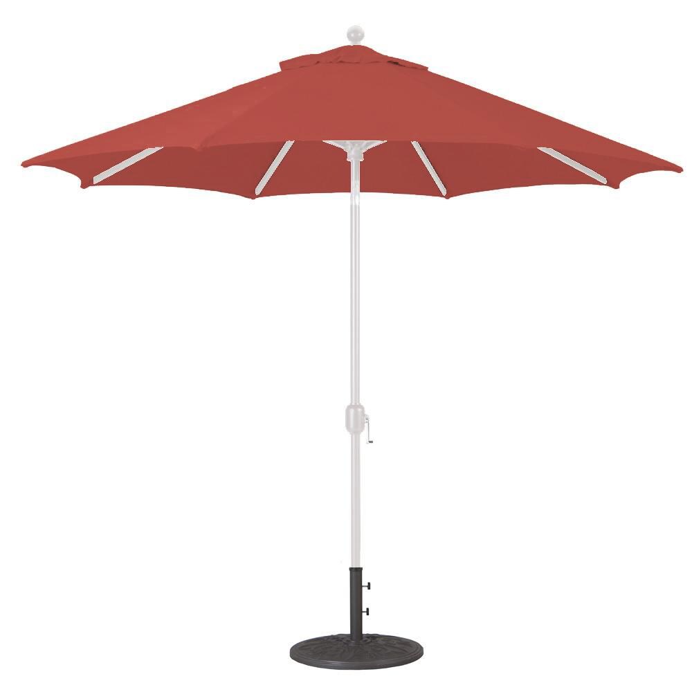 Galtech 9 Ft. Octagonal Aluminum Patio Market Umbrella W/ Crank Lift And Deluxe Auto Tilt - White Frame W/ Sunbrella Canvas Henna Canopy