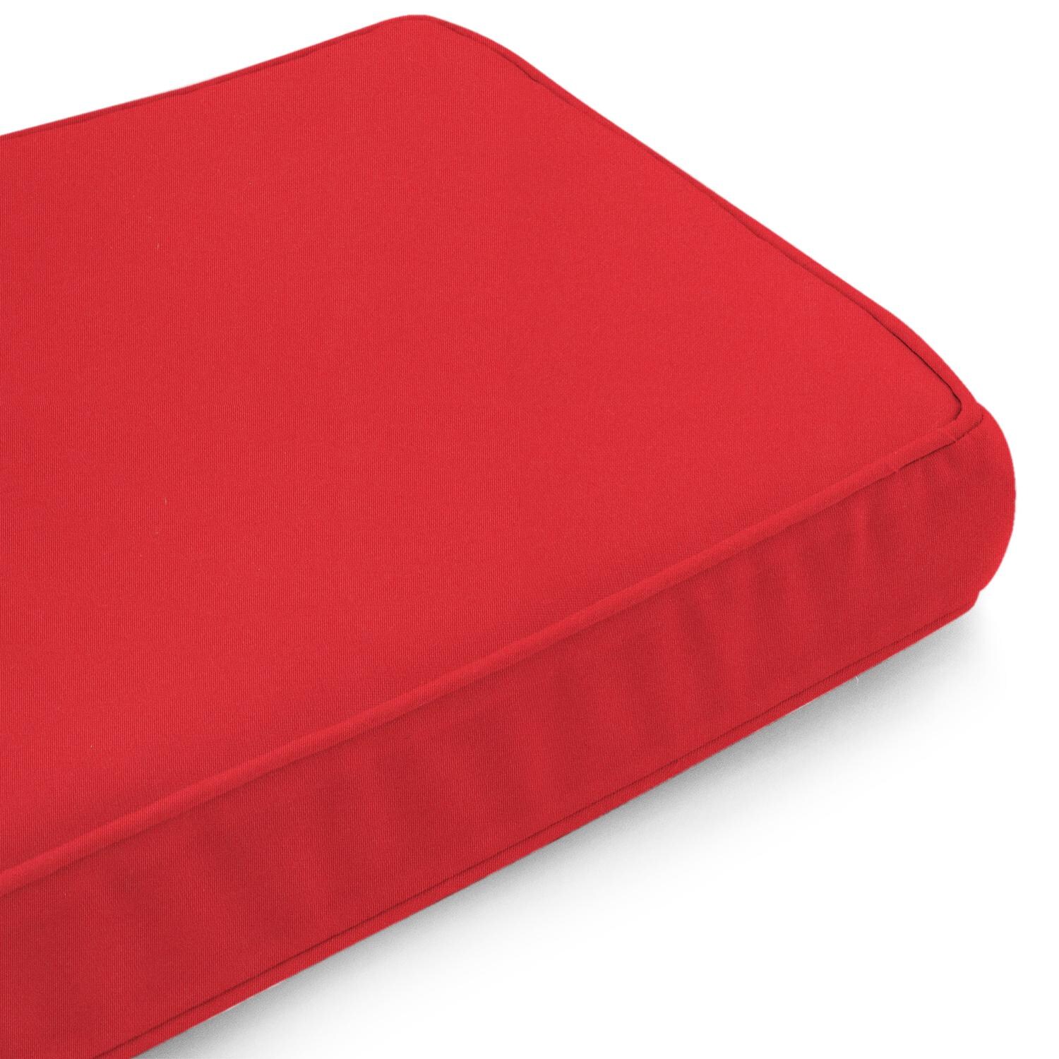 Sunbrella Canvas Jockey Red Small Outdoor Replacement Bench Cushion W/ Piping By UltimatePatio.com - Corner Detail thumbnail
